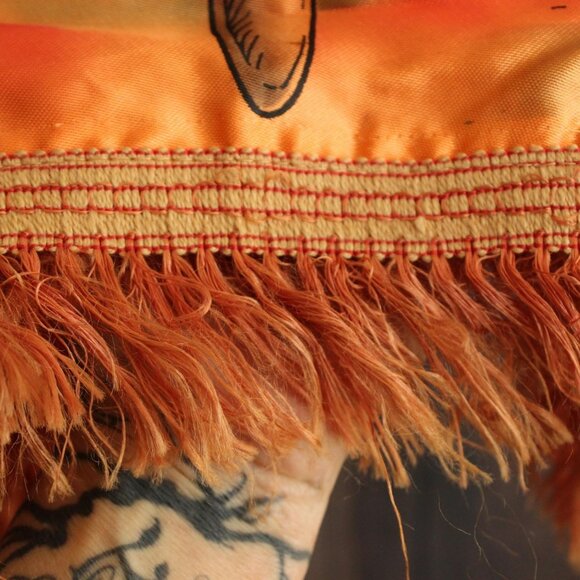 Vintage 1940s Pillowcase, US Army Air Corps Sweetheart Souvenir Orange Satin - Picture 9 of 10